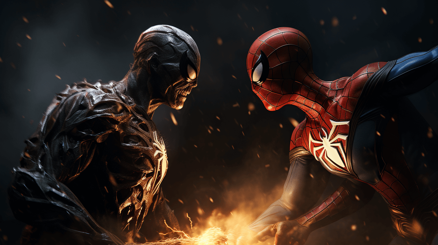 spiderman-and-dark-spiderman-fighting-with-each-other